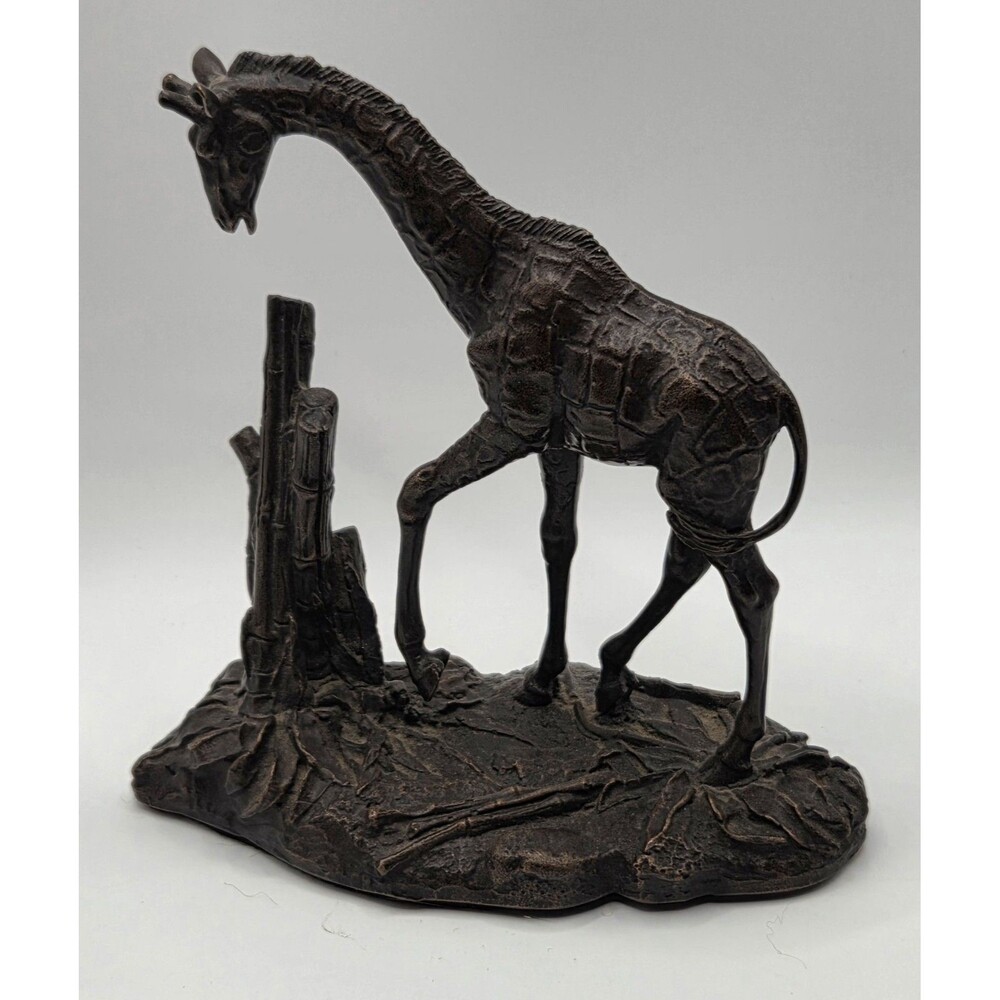 Vintage 1976 Franklin Mint Solid Bronze Giraffe Figure Polland